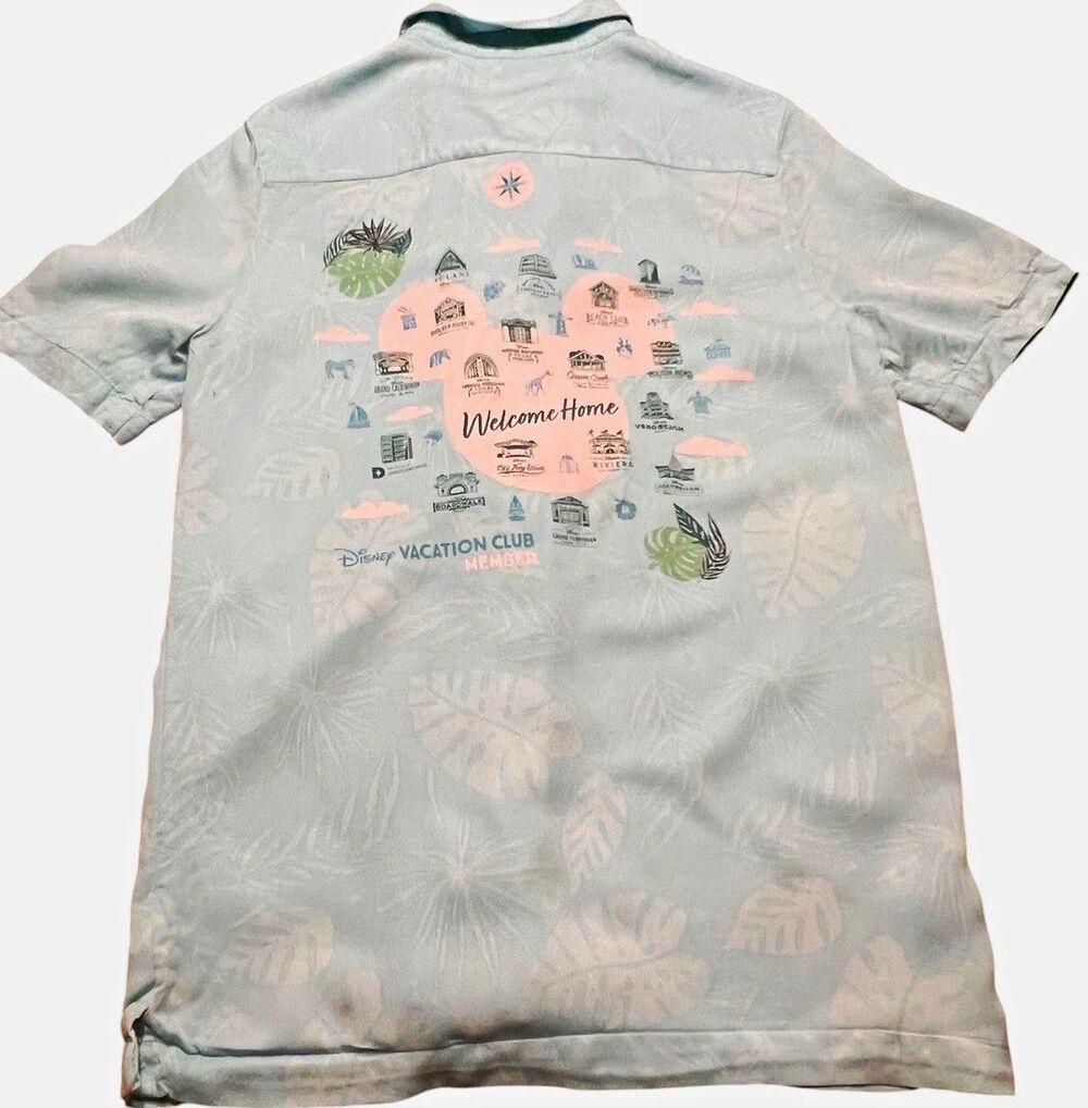 Disney Vacation Club Member Welcome Home Camp Shirt Men's Small Hawaiian